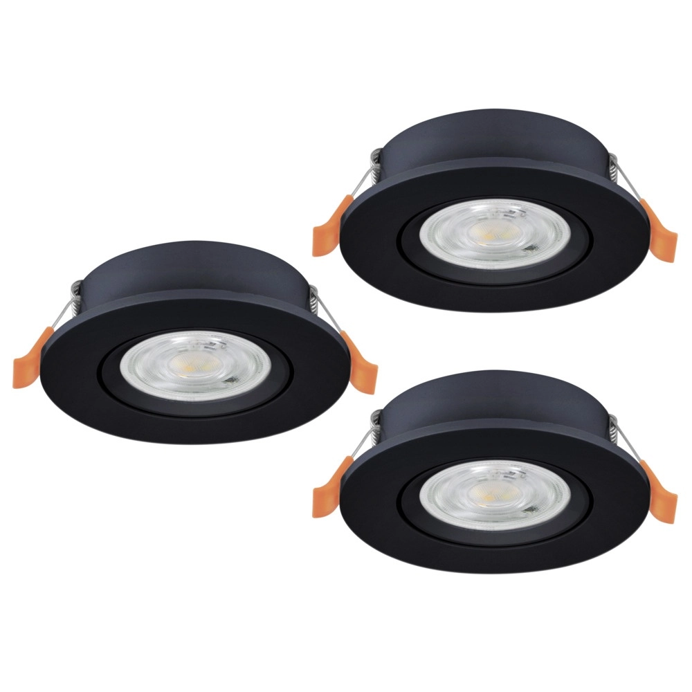 Set of 3 recessed spotlights Barranco black Ø 9cm - 3-step CCT