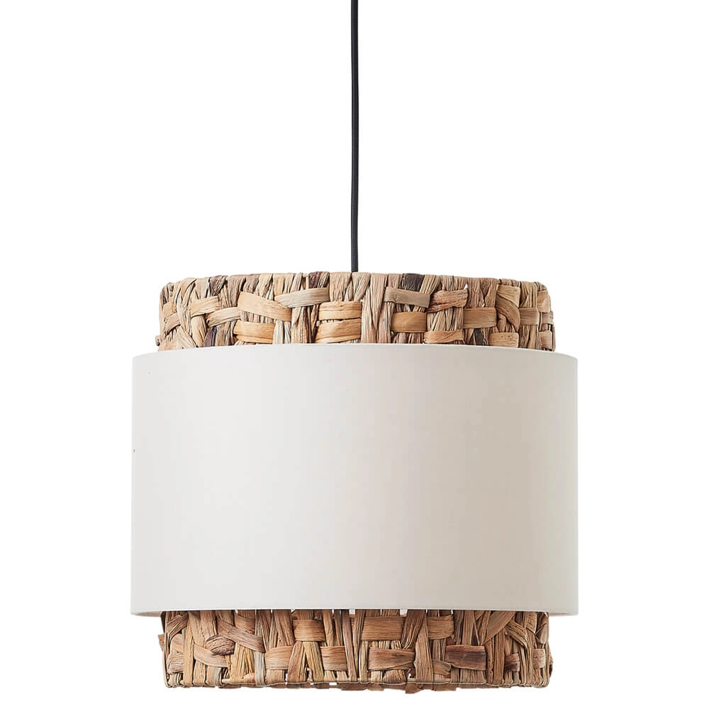 Pendant lamp Waterlilly Rattan with white fabric