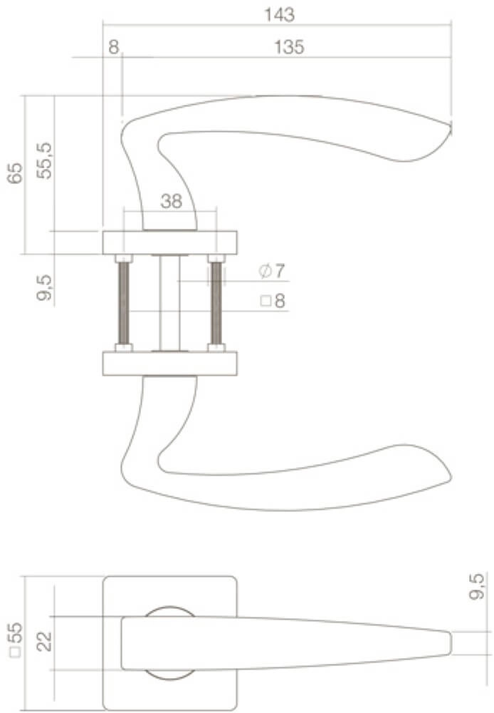 Door handle Zeus Square rosette black Intersteel 8714186408698