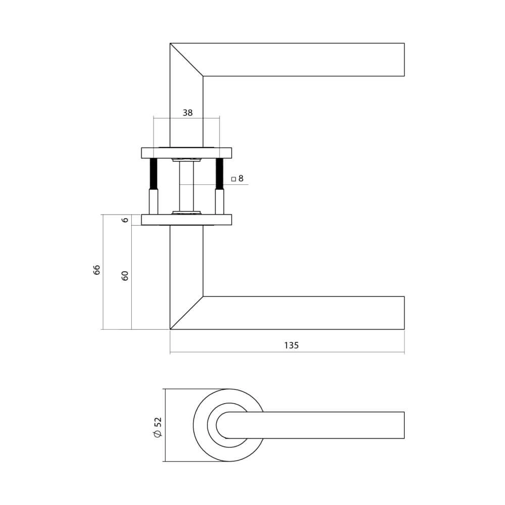 Door handle Q 01 on round rosette black