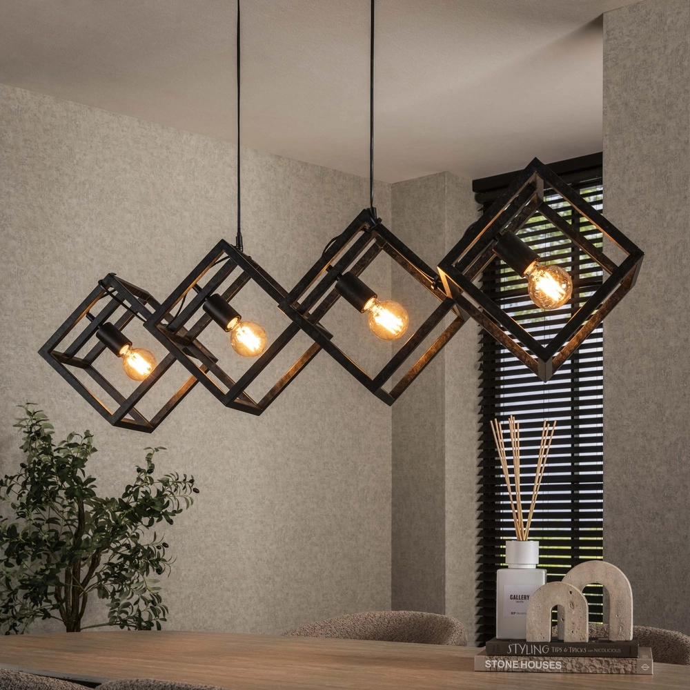 Modern pendant lamp Cube 4x E27 - charcoal