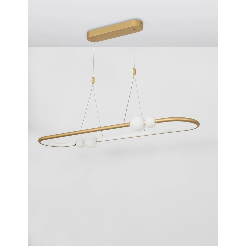 Pendant lamp Celia Gold with white oval Lyora 5212017429346