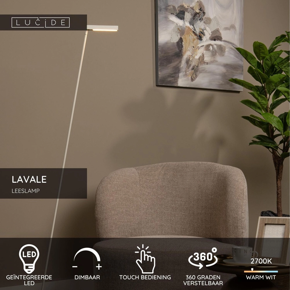 Design reading lamp Lavale white Lucide 5411212441669
