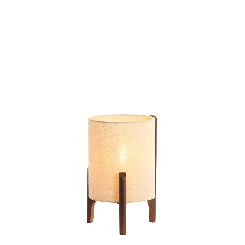 Table lamp Litto Ø 22cm - walnut with natural linen Light & Living 8717807792671