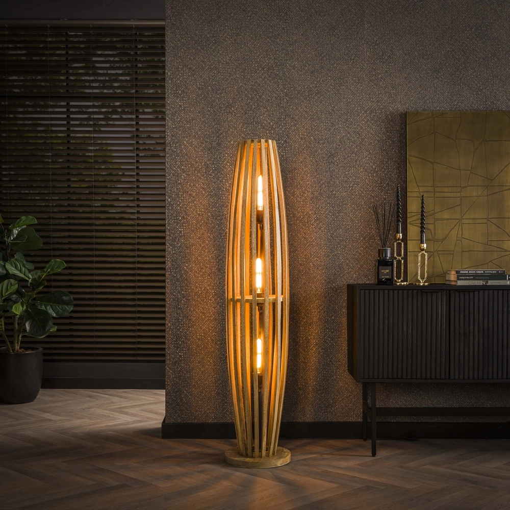 Wooden floor lamp Orbit 145cm - 3x E27