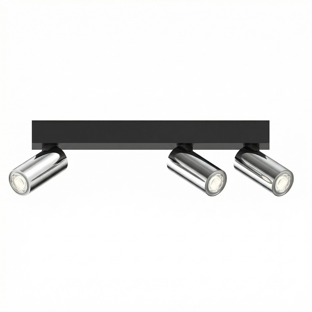 3-light surface-mounted spotlight Tevo Mini black with chrome