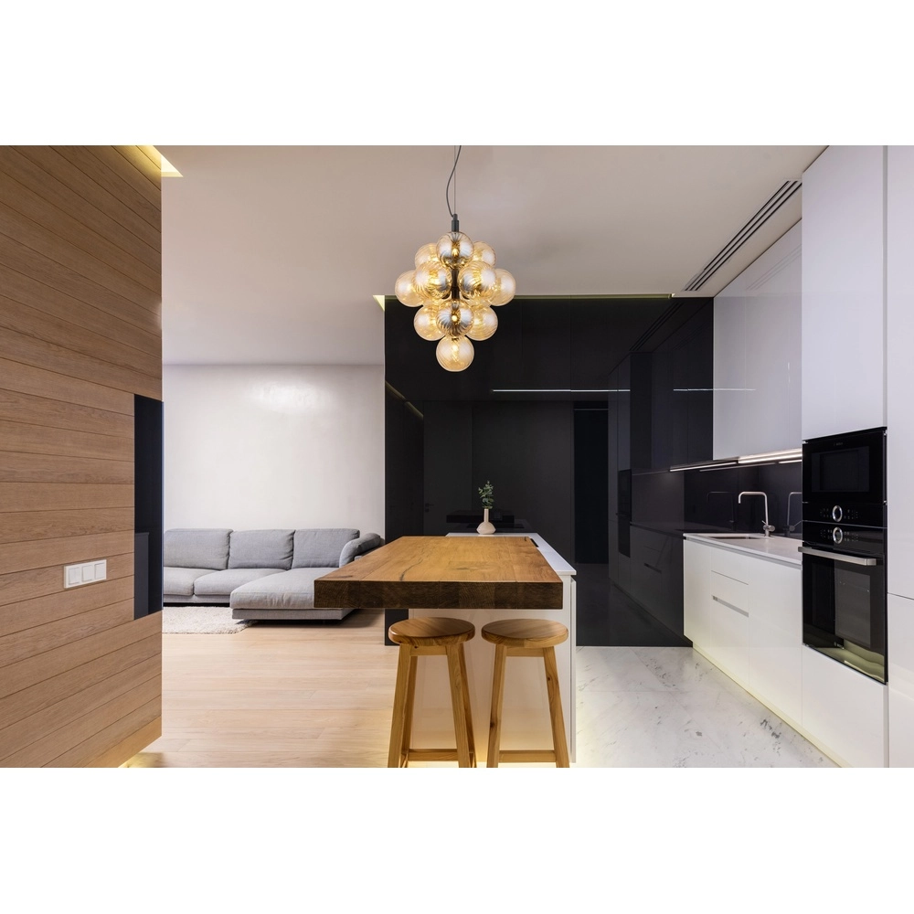 Black pendant lamp Conor with amber glass Globo 9007371509188