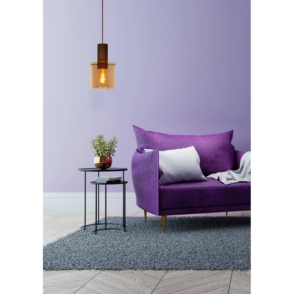 Pendant lamp Toledo Ø 20cm amber glass Lucide 5411212740847