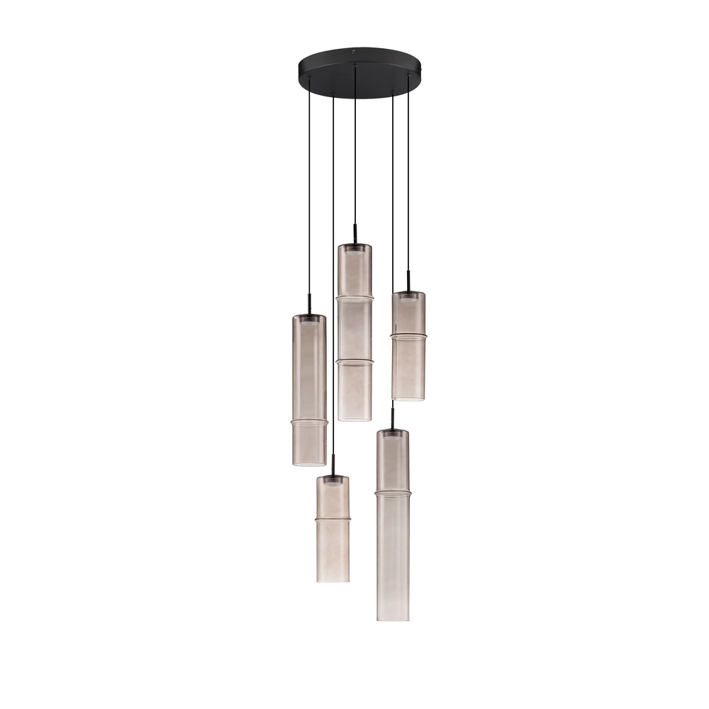 Unique pendant lamp Sano round 5-light smoke glass Lyora 5212017474056