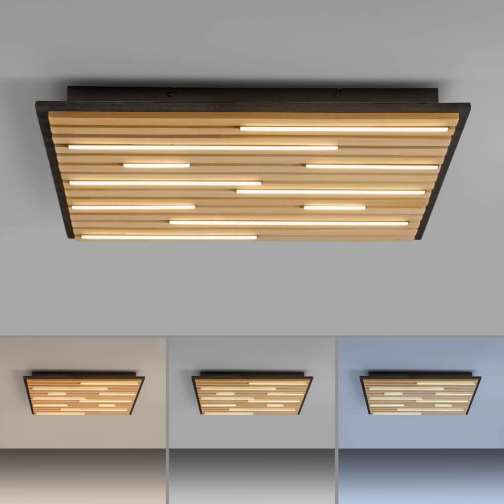 Square ceiling lamp Q-Akustik wood Paul Neuhaus 4012248385388