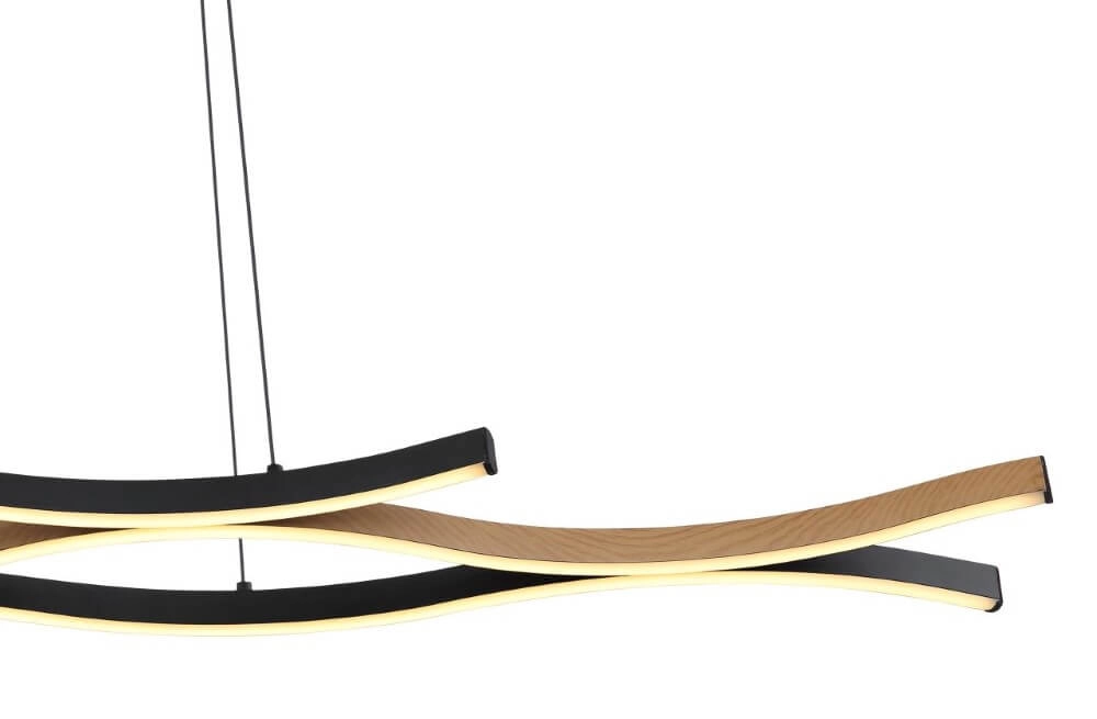 Pendant lamp Geronimo black with wood Globo 9007371451043