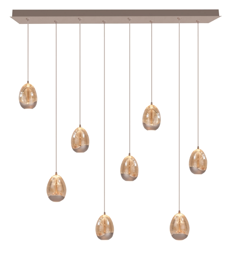 Dining room pendant lamp Champagne Egg 8-light