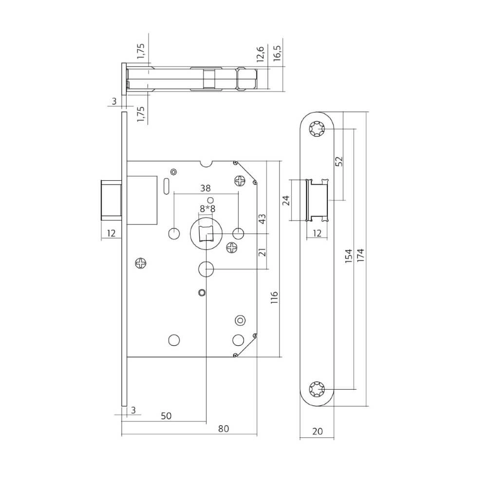 Lock case passage lock Domus white 55mm Intersteel 8714186418246