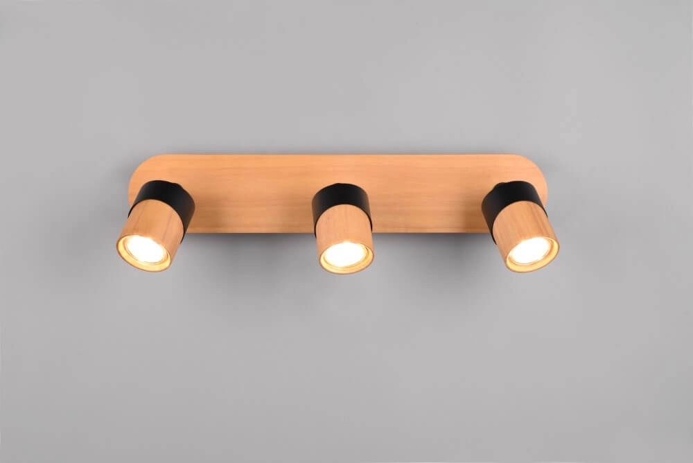 Ceiling lamp wood with black Aruni 3-light Trio 4017807562231