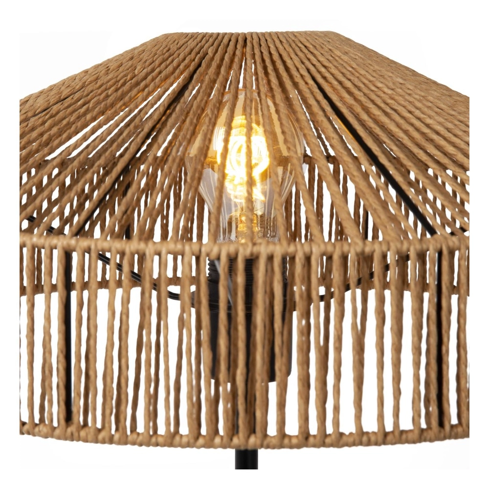 Table lamp Yunkai Ø 40cm black with rattan Lucide 5411212105721