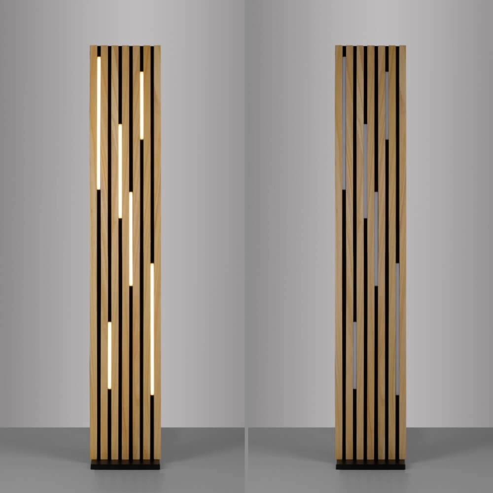 Design floor lamp Q-Akustik wood Paul Neuhaus 4012248385401