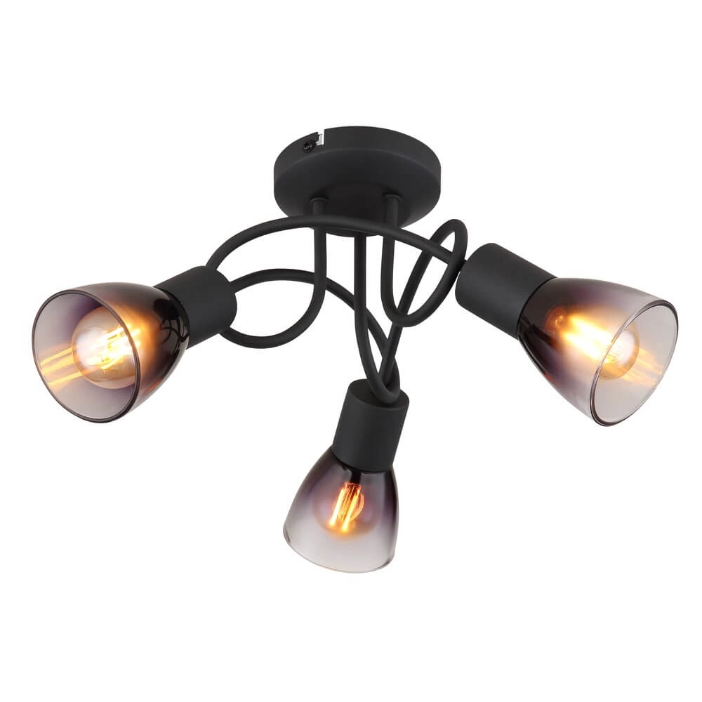 Black ceiling lamp Satella 3-light curl