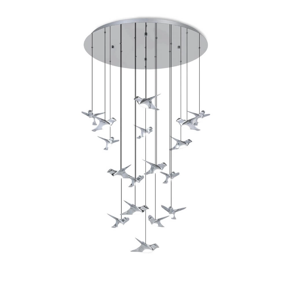 17-light hanging lamp Paratebueno 1 chrome round