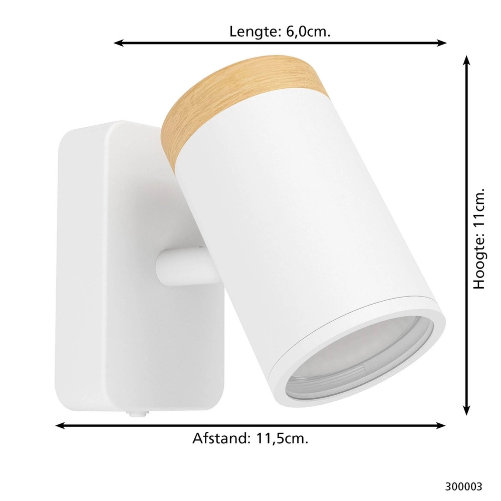 Wall lamp Consuma Single white with wood Eglo 9008606323678