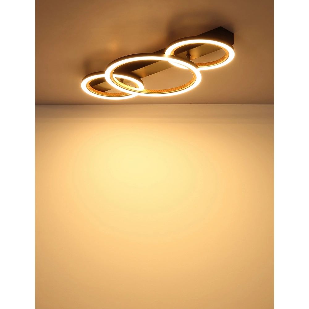 Ceiling lamp Dakari I 3 rings black Globo 9007371533787
