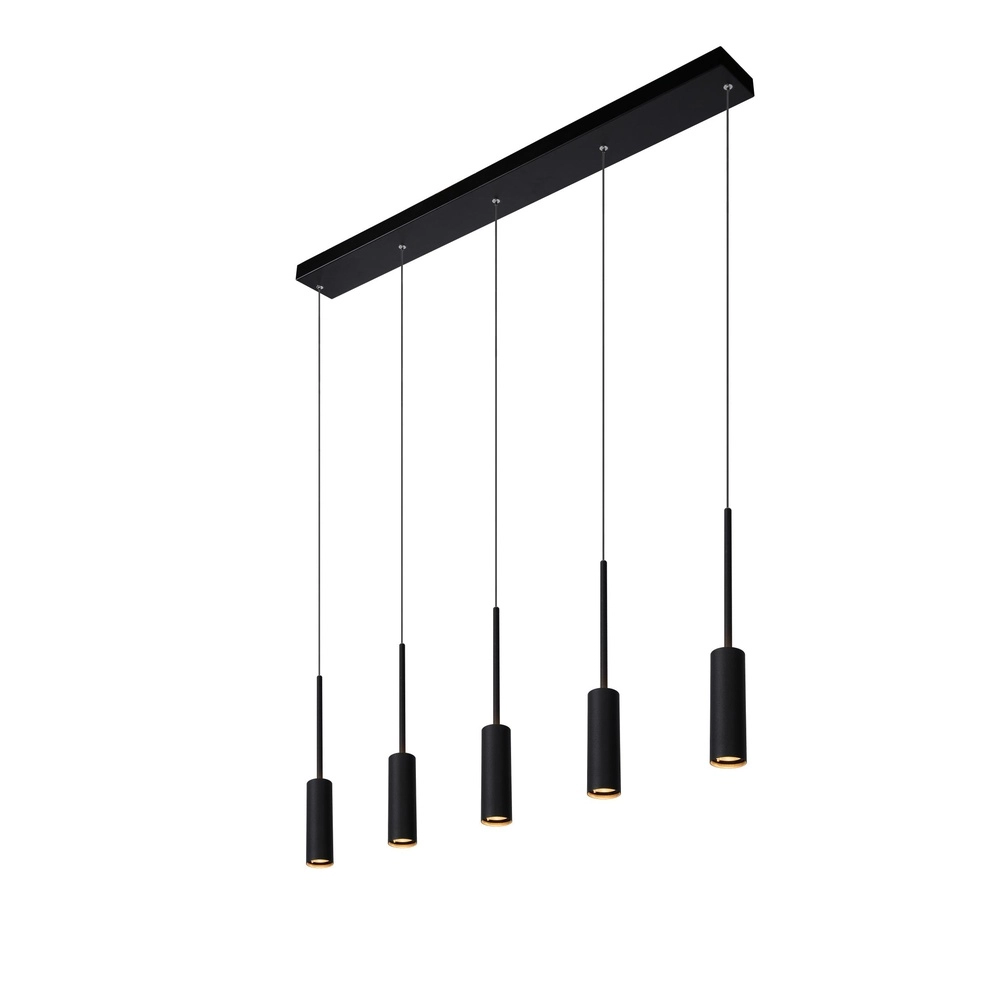 5-light design pendant lamp Tubule Black Lucide 5411212241870