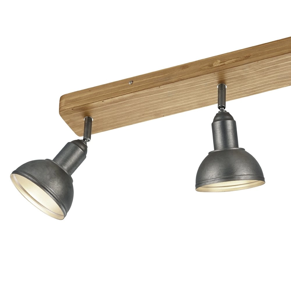 Wooden ceiling lamp Delhi 3-light spotlights antique silver Trio 4017807430219