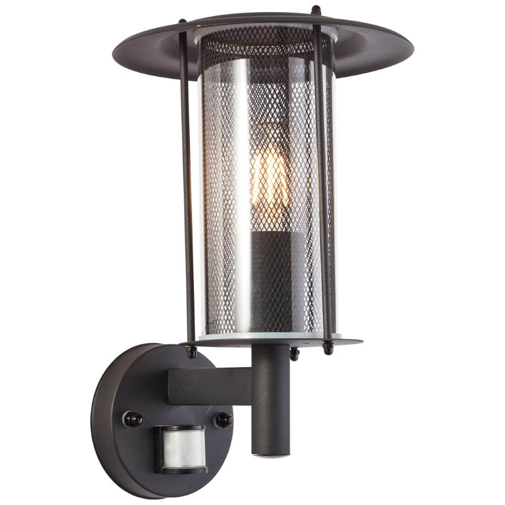 Black outdoor lamp Detroit with sensor