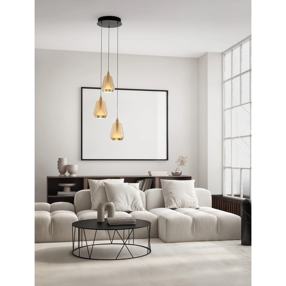 Design pendant lamp Alish 3-light amber glass Lyora 5212017477712