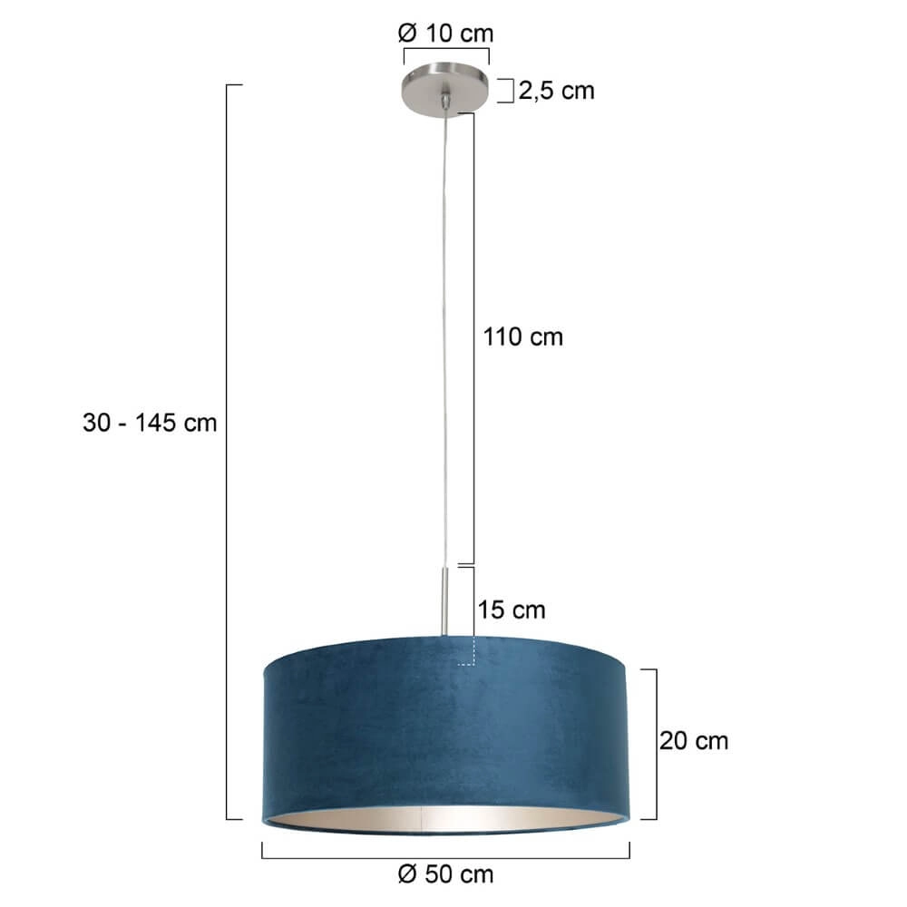 Hanging lamp Sparkled with blue velvet Steinhauer 8712746147353