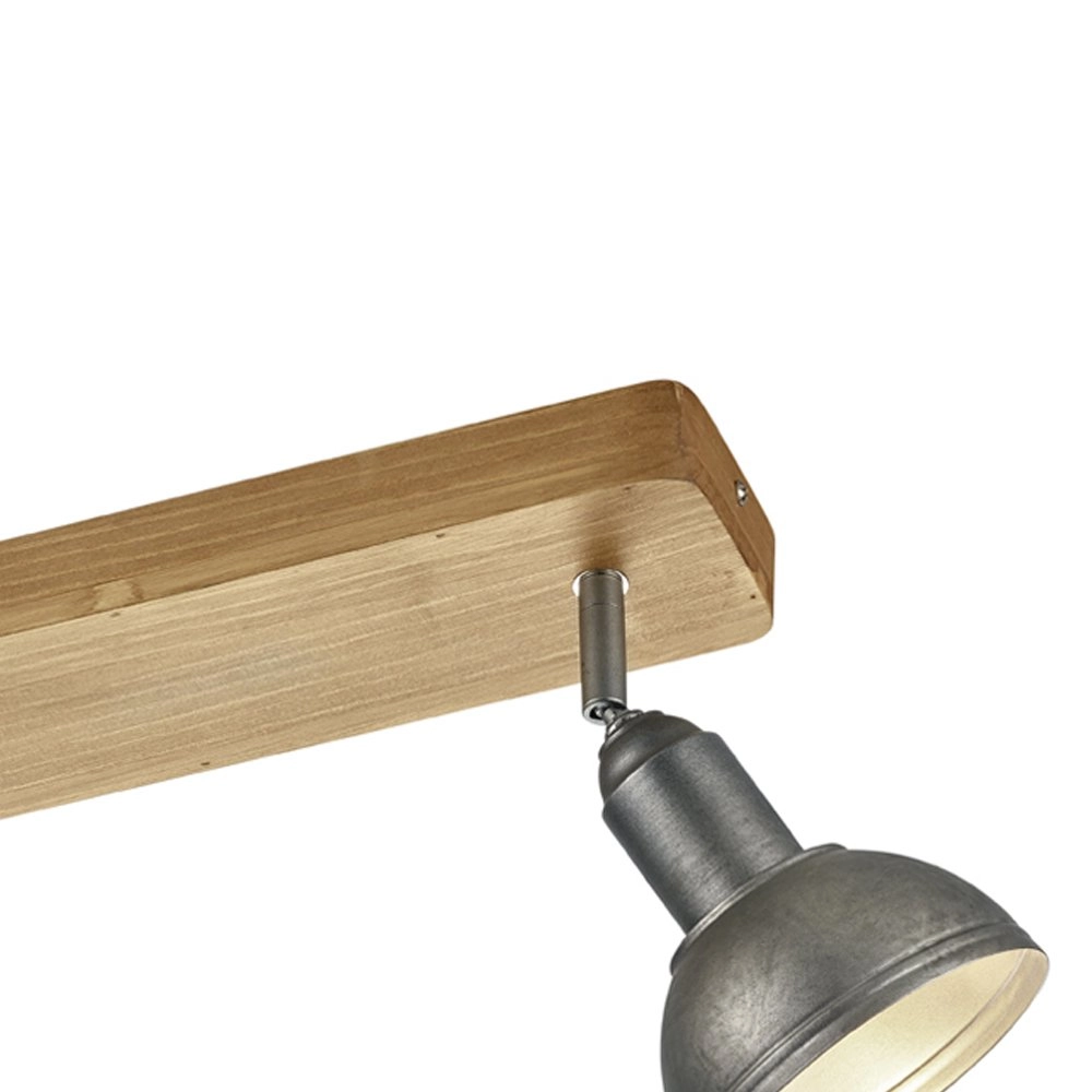 Wooden ceiling lamp Delhi 2-light spotlights antique silver Trio 4017807430202