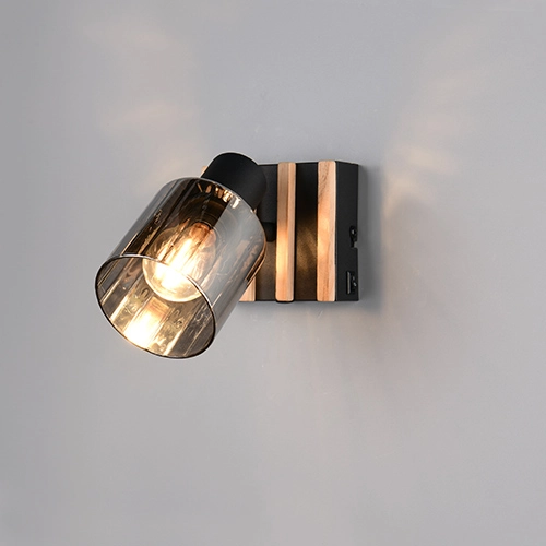 Wall lamp Travia black with wood