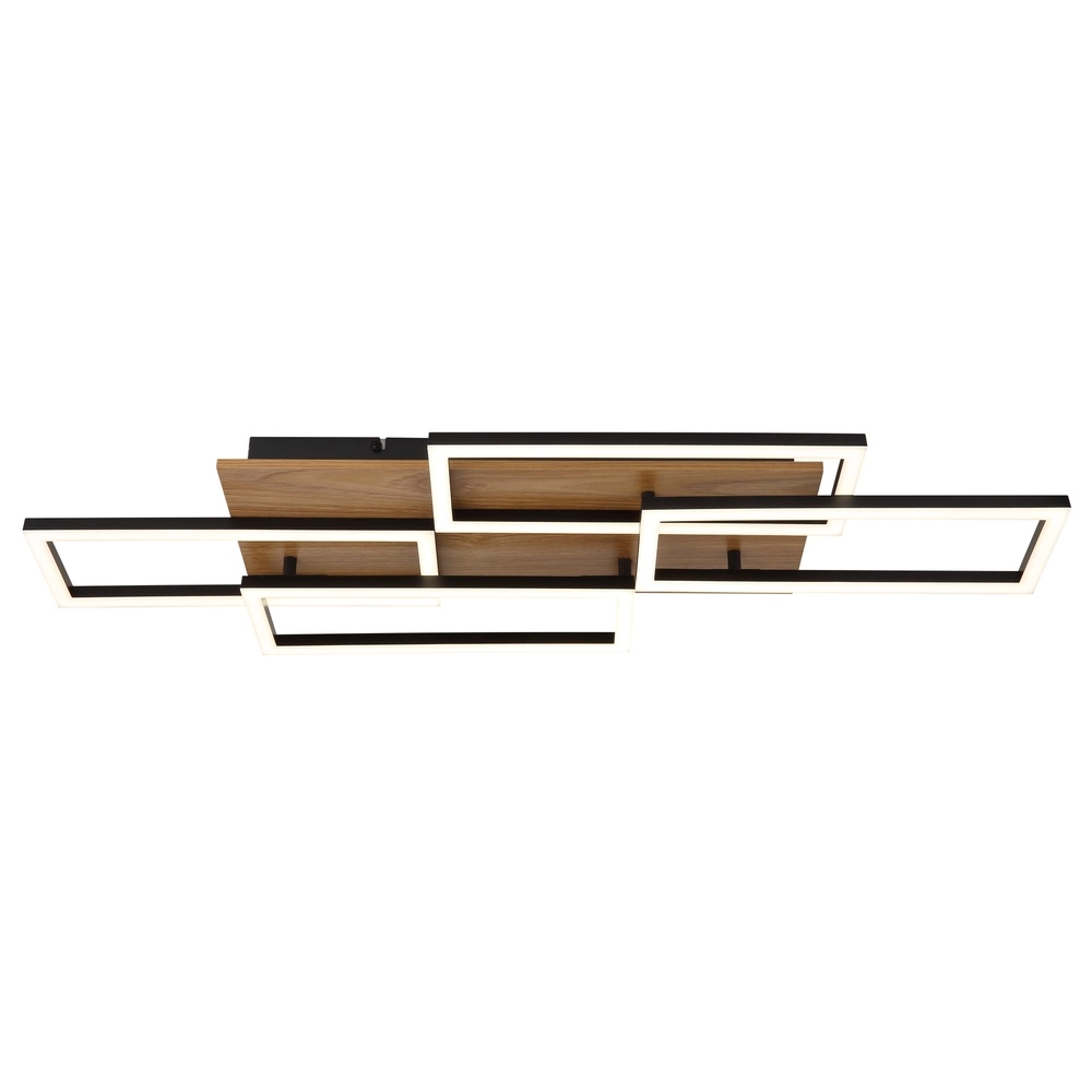 Design ceiling lamp Jeffry black with wood Globo 9007371533824