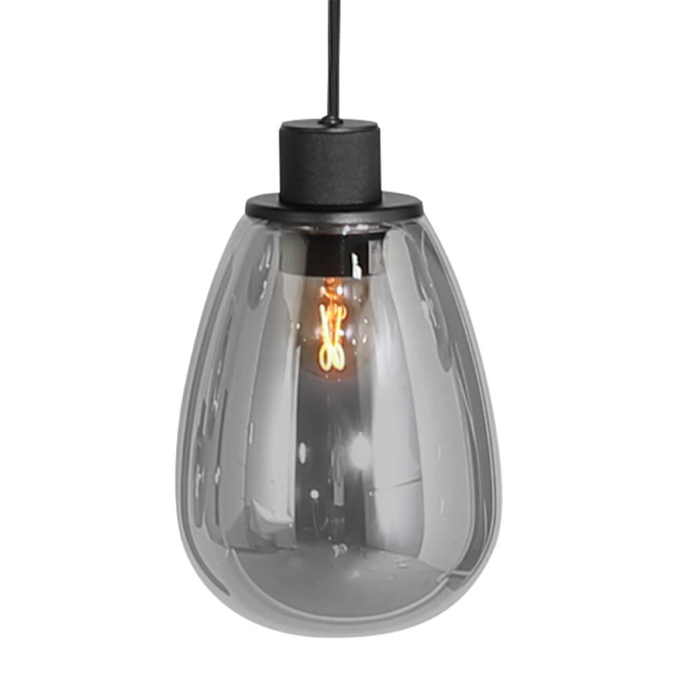 Dining table hanging lamp Reflexion black with smoked glass Steinhauer 8712746172959