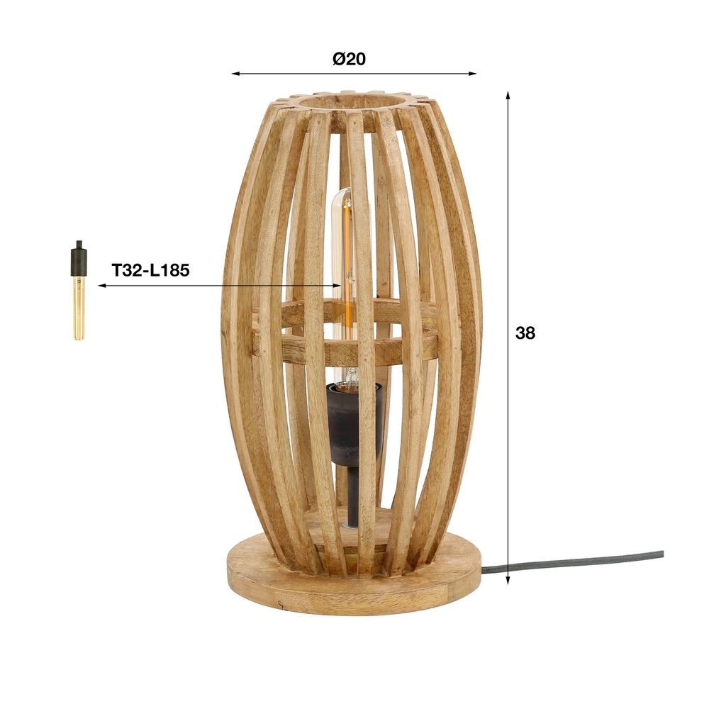 Wooden table lamp Orbit 38cm - 1x E27 Lyora 8716803511088