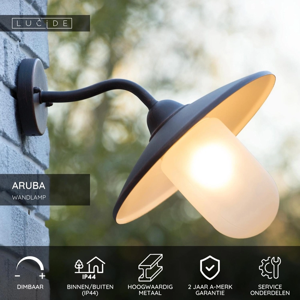 Country wall lamp Aruba rust brown Ø 30cm Lucide 5411212113474