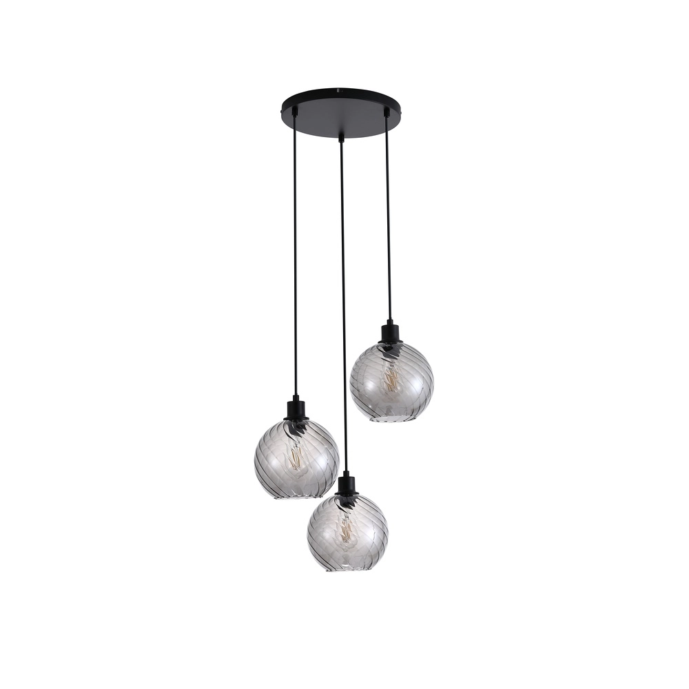 Pendant lamp Radiance 3-light black Searchlight 5053423305820