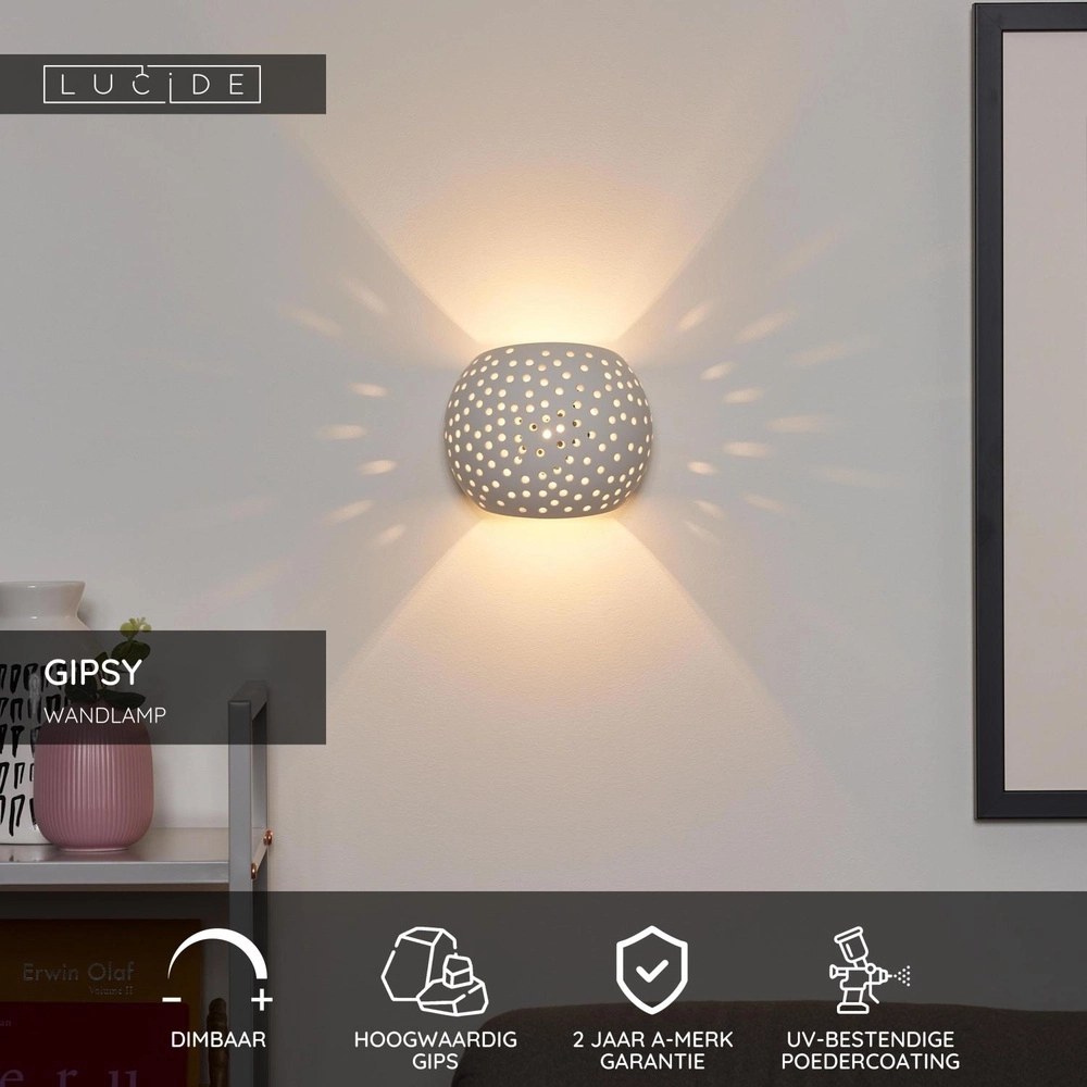 Design wall lamp Gipsy white Lucide 5411212351418