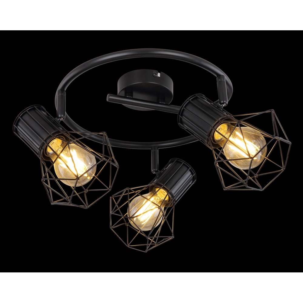 Round ceiling lamp Priska 3-light black Globo 9007371403172