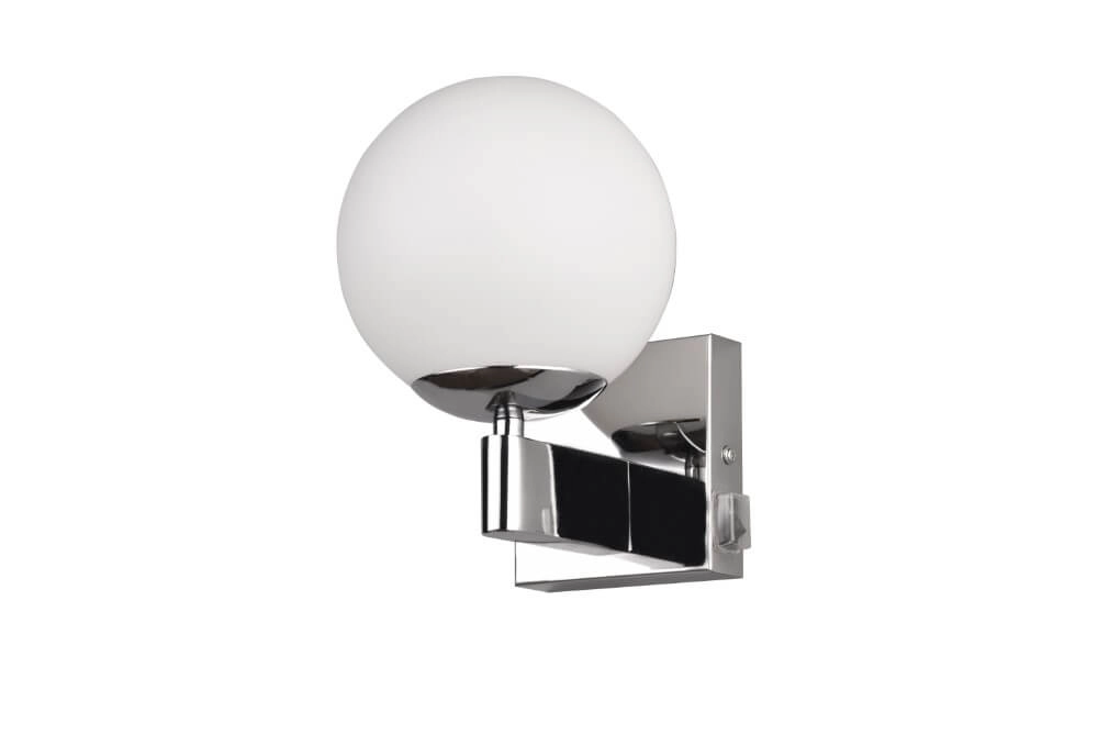 Wall lamp Kula chrome fixture with white glass
