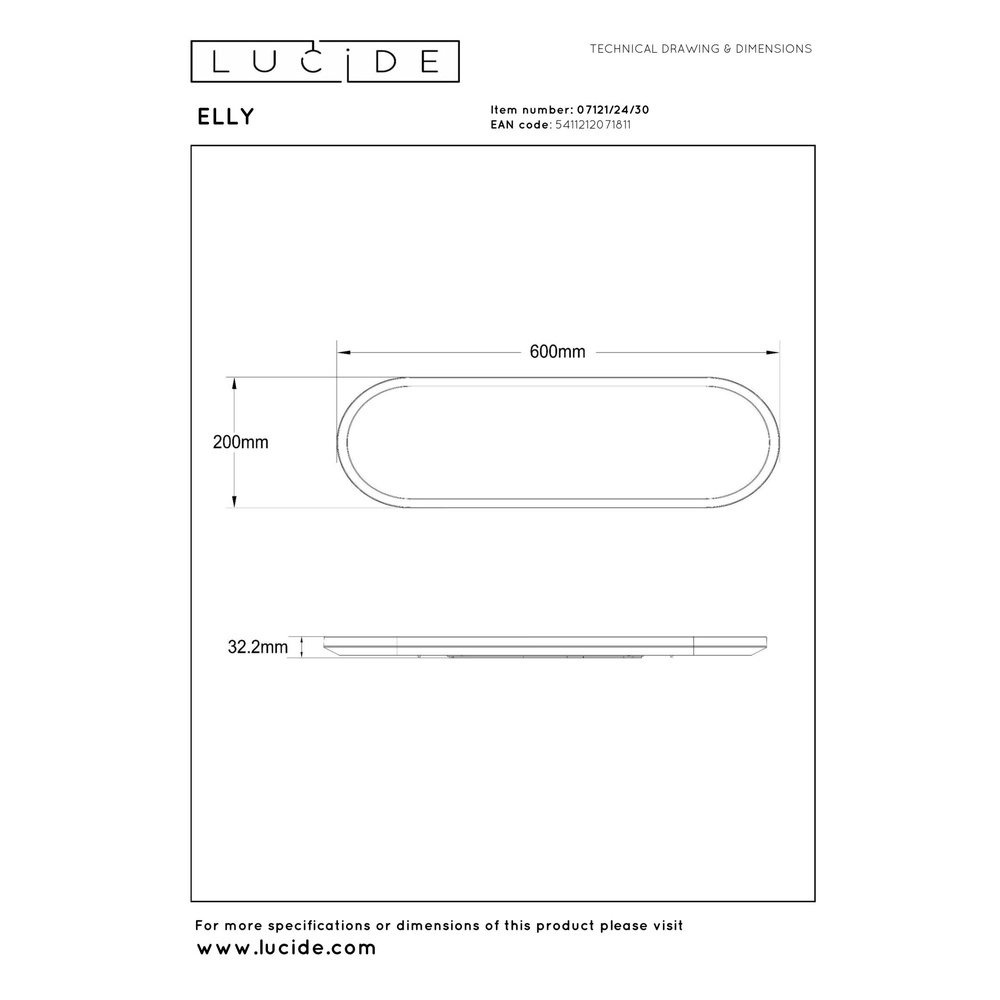 Oval ceiling light Elly black 24W Lucide 5411212071811
