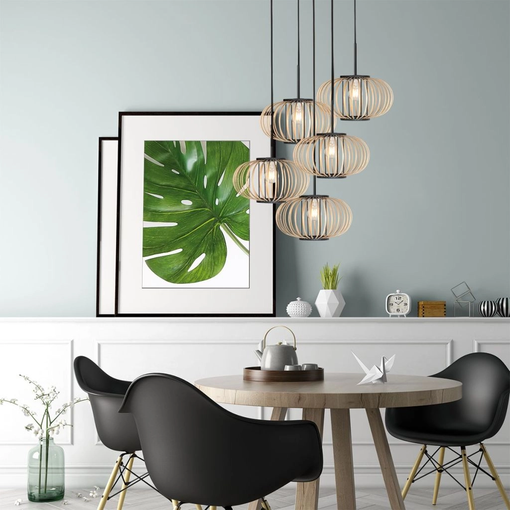 Pendant lamp 5-lights Silva with bamboo caps Steinhauer 8712746183184