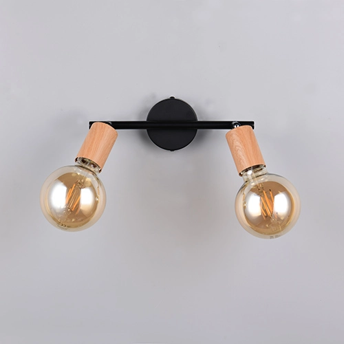 Ceiling lamp Lamego Double black with wood Trio 4017807670875