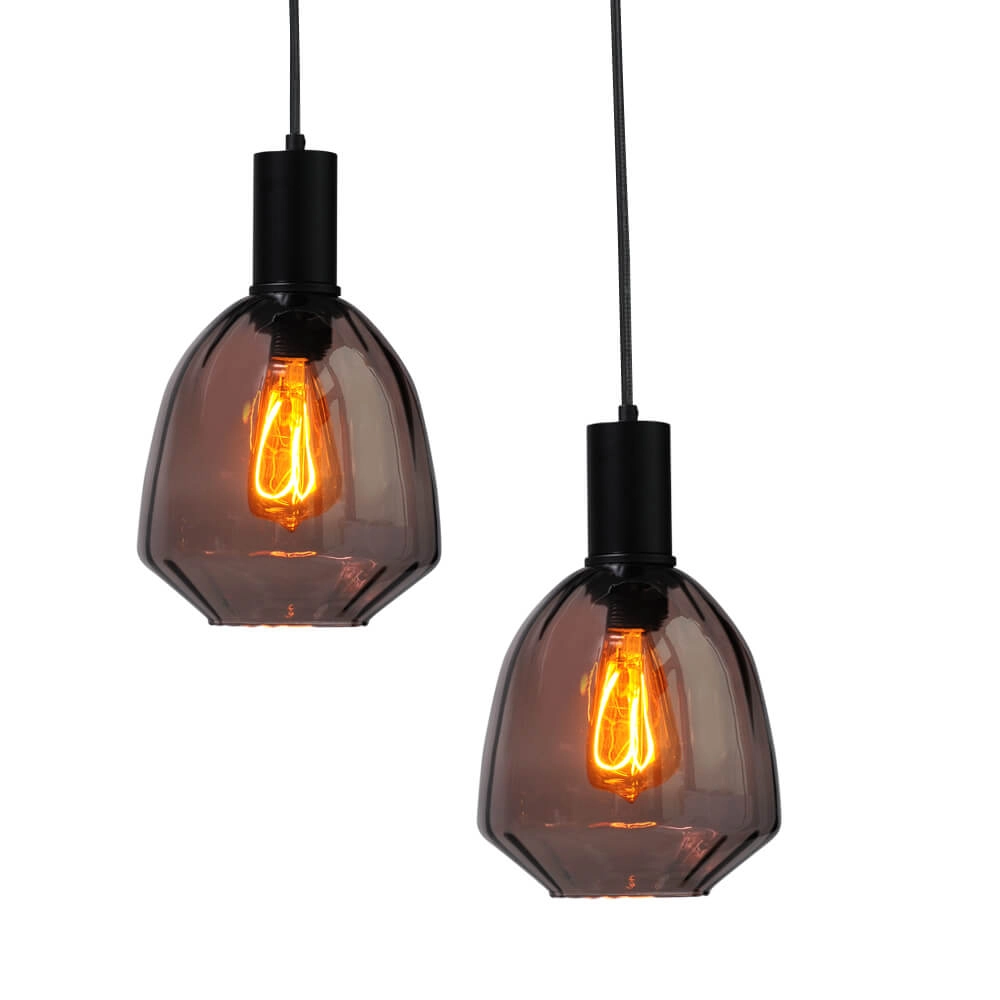 6-light hanging lamp - black - Porto with Nicolette red glasses Masterlight 8718121270630