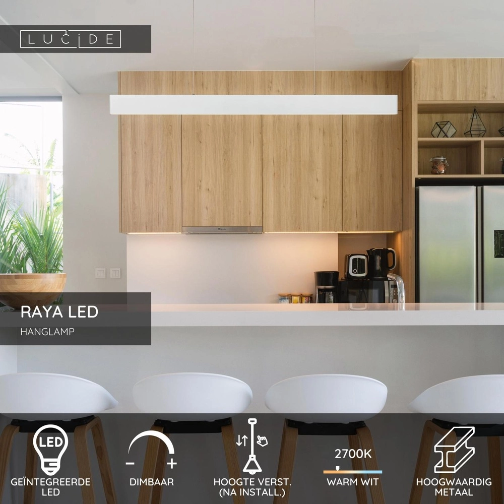 Modern pendant lamp Raya Led white Lucide 5411212452276