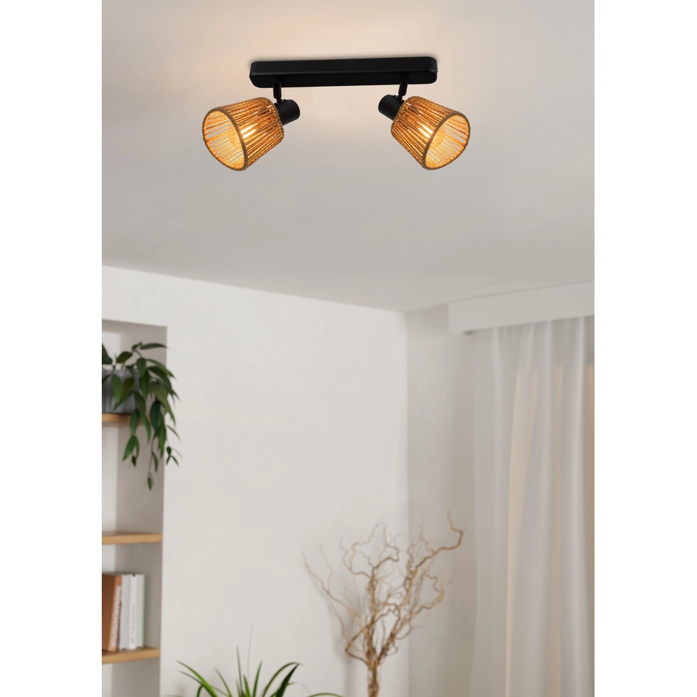 Ceiling lamp Keelby Rattan 2-lights Eglo 9008606359639