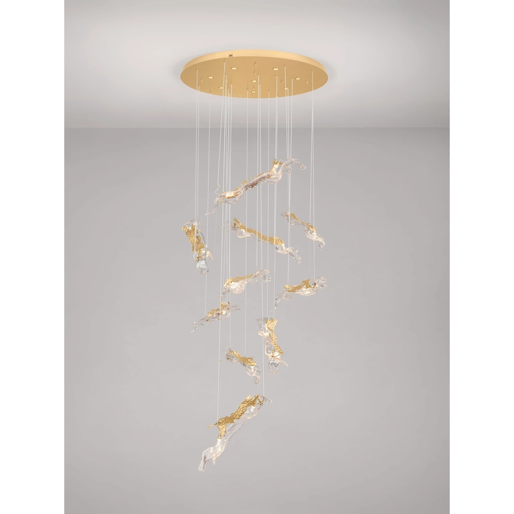 Golden pendant lamp Avesa with clear glass Ø 100cm Lyora 5212063500440