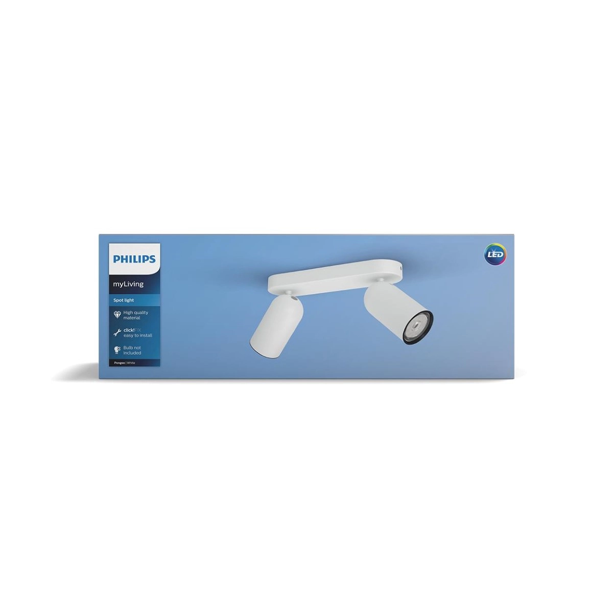Surface-mounted spot Pongee 2-light white Philips 8718696164792