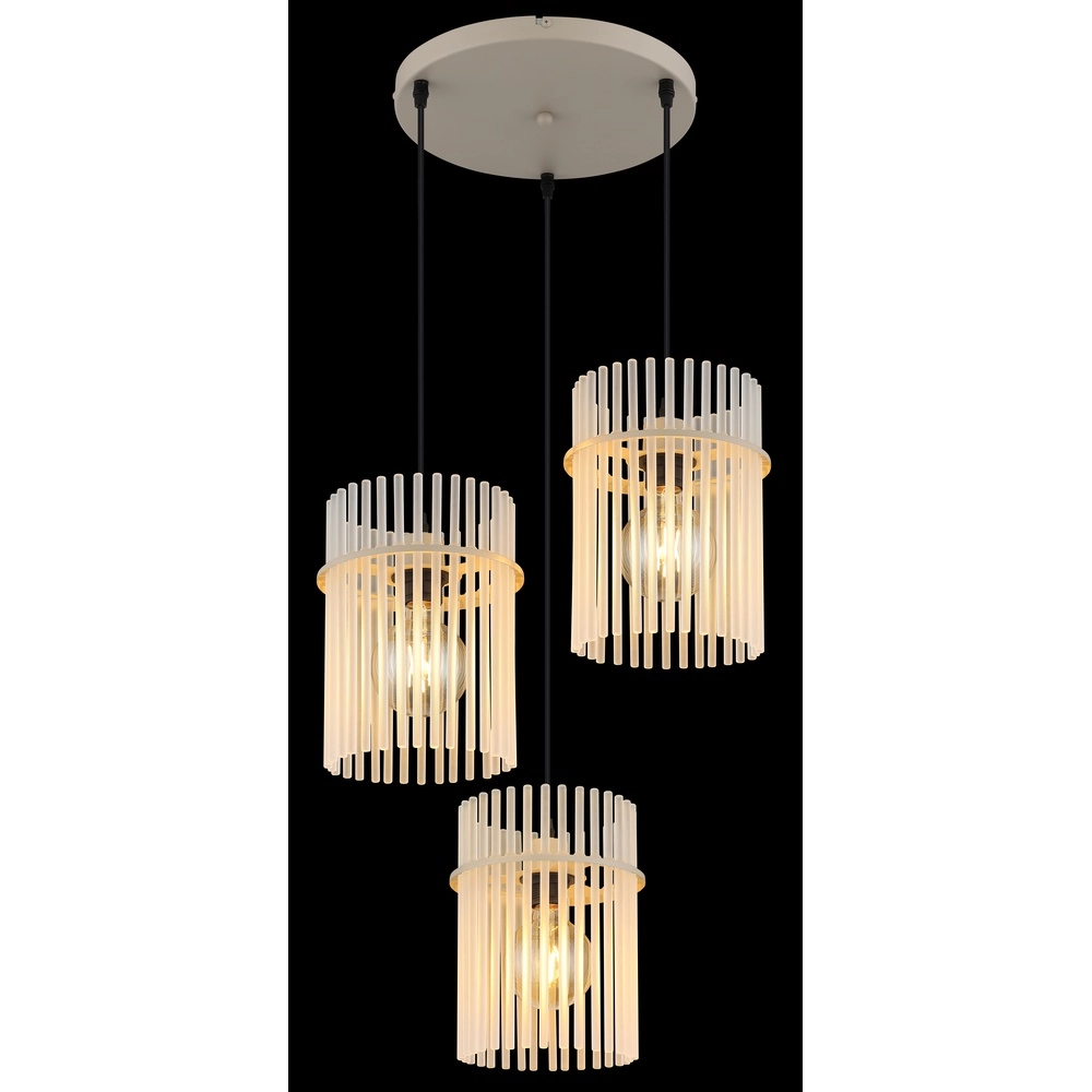 3-light pendant lamp Gorley sand brown with glass round Globo 9007371569717