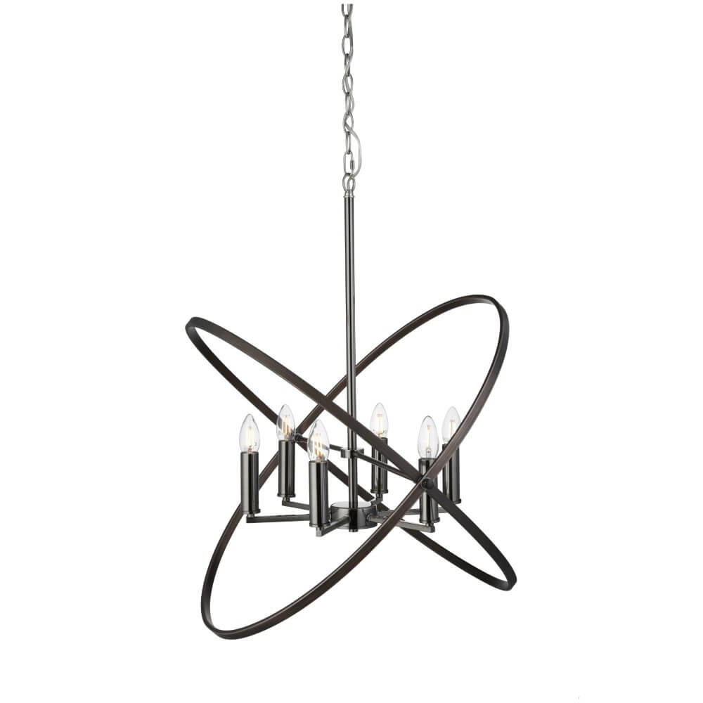 Black Classic Pendant Lamp Hoopla 6-light