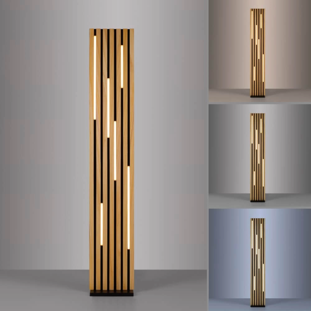 Design floor lamp Q-Akustik wood Paul Neuhaus 4012248385401